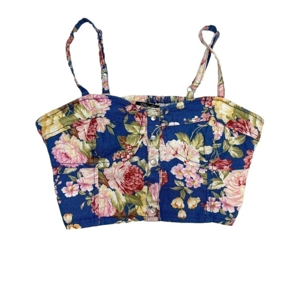 STREETWEAR Society crop top floral festival spaghetti straps size S woman’s - Picture 3 of 12